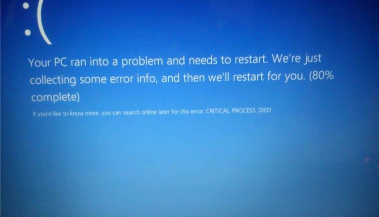 Windows 10 CRITICAL_PROCESS_DIED BSOD