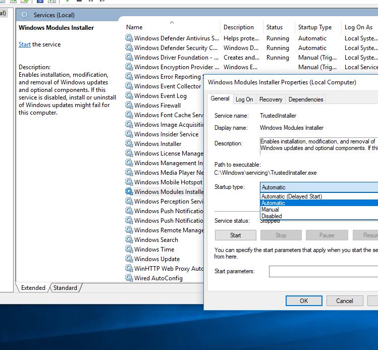 Windowsモジュールインストーラーサービス