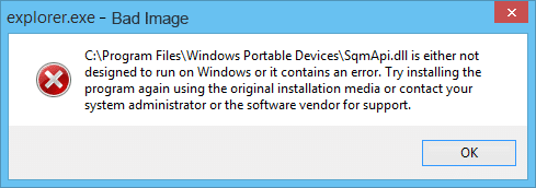 不正な画像エラーの修正-Windowsで実行するように設計されていないか、エラーが含まれています