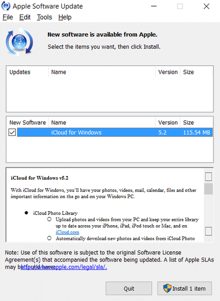 Aktualizujte iCloud v systéme Windows