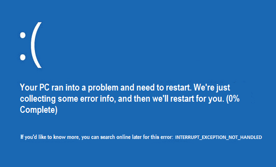 Popravi grešku koja se ne obrađuje izuzećem prekida Windows 10