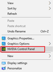 kliknite na NVIDIA Control Panel