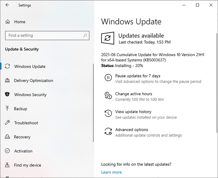 . Deixe o Windows procurar as atualizações disponíveis e instalá-las.