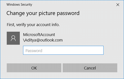 O Windows solicitará que você verifique sua identidade, então basta digitar a senha da sua conta