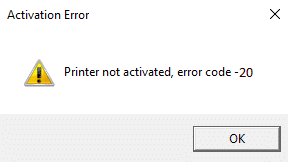 Como corrigir o código de erro 20 da impressora não ativada