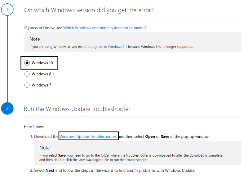 WindowsUpdateのトラブルシューティングツールをダウンロードする