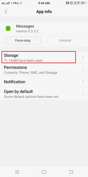 روی پیام ها ضربه بزنید. در اینجا گزینه ای به نام Storage | را مشاهده خواهید کرد نمی توان پیام متنی را برای یک نفر ارسال کرد