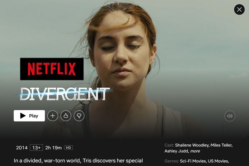 He Divergent kei runga Netflix?