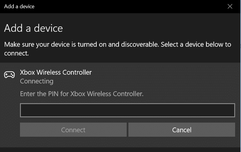 Corrigir o controlador Xbox One sem fio requer um PIN para Windows 10