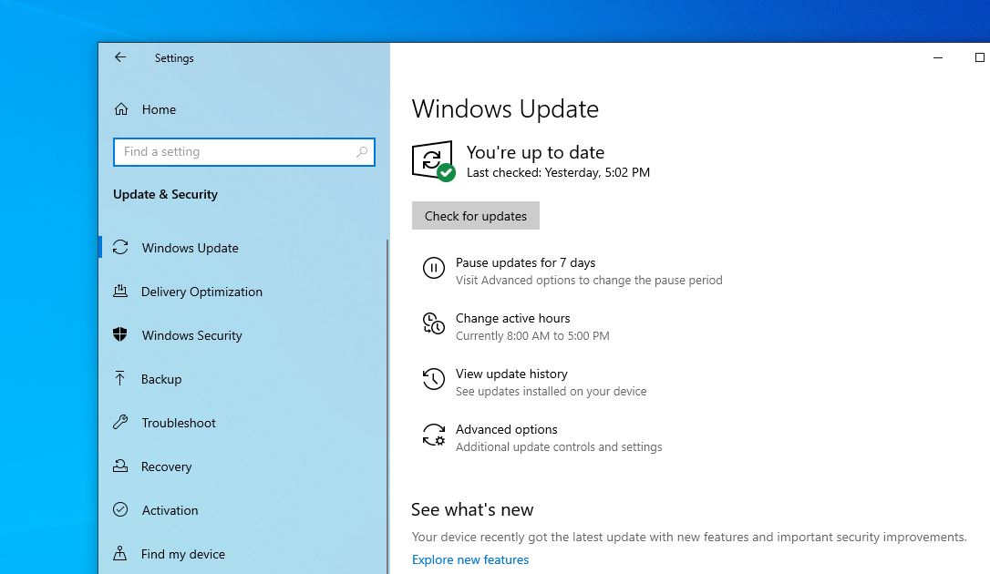 Windows10の更新