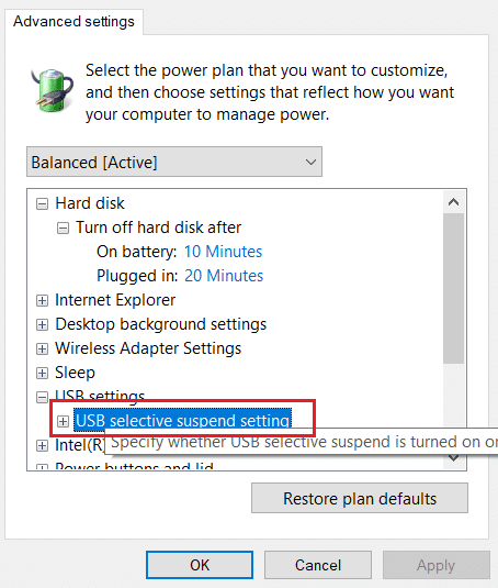 बदला प्रगत पॉवर सेटिंग्ज विंडोमध्ये यूएसबी सेटिंग्जमधील यूएसबी निवडक सस्पेंड सेटिंग्जवर डबल क्लिक करा. रिअलटेक कार्ड रीडरचे निराकरण करा Windows 10 कार्य करत नाही