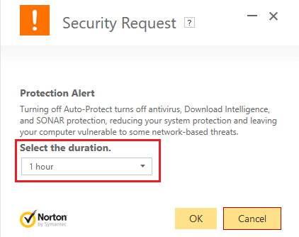odaberite trajanje do kada će antivirusni program biti onemogućen | Popravite Windows Defender se ne pokreće