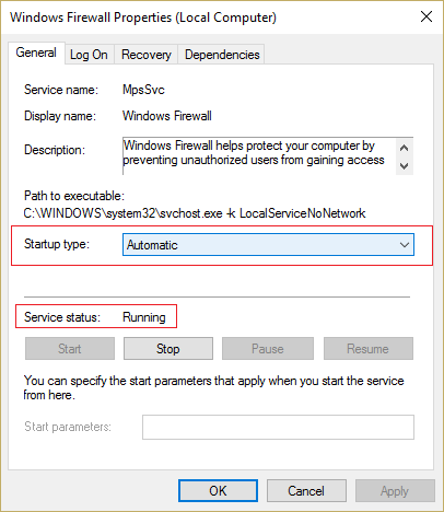assicurati che i servizi Windows Firewall e Filtering Engine siano in esecuzione