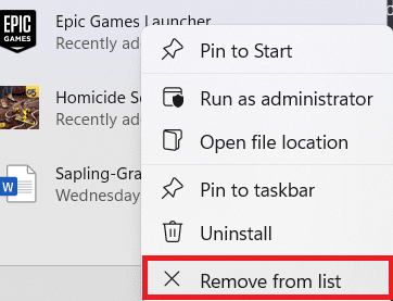 右クリックメニューのリストから削除| Windows11のファイルエクスプローラーでクイックアクセスから最近のファイルを非表示または再表示する方法