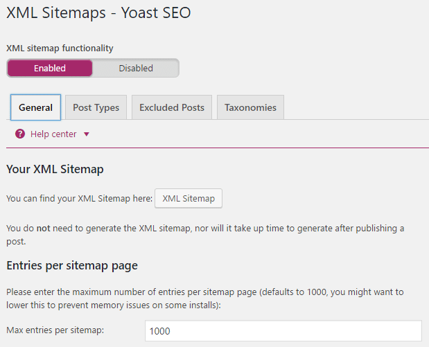XML Sitemaps Yoast SEO plugin