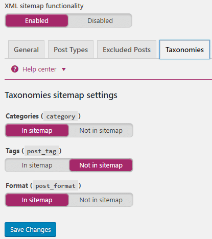 Taxonomias na funcionalidade de mapa do site XML