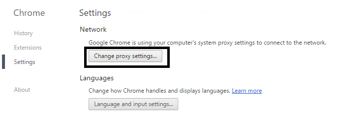 cambia le impostazioni del proxy google chrome