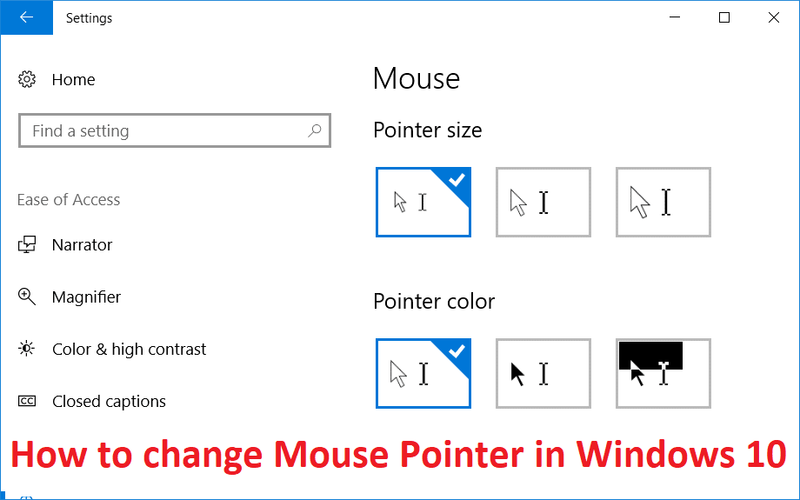 Como alterar o ponteiro do mouse no Windows 10