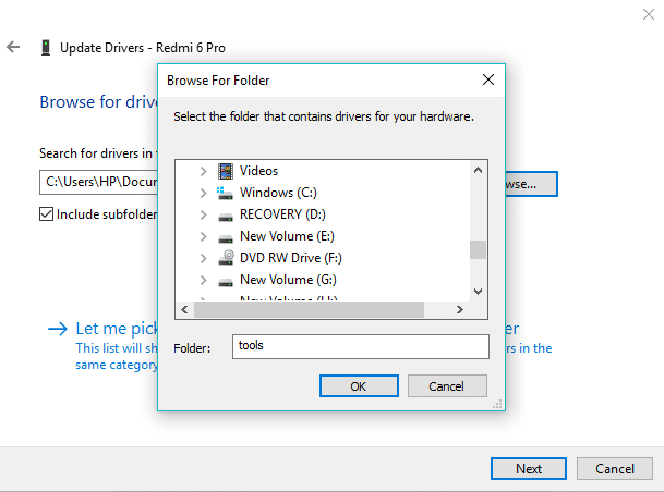 Procure o software de driver no seu computador e clique em Avançar