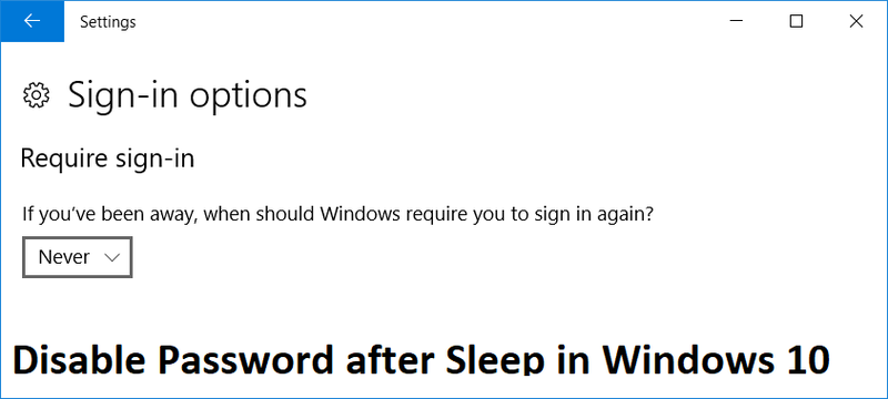 Desabilitar a senha após a suspensão no Windows 10