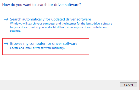 pārlūkot manu datoru, lai atrastu draivera programmatūru