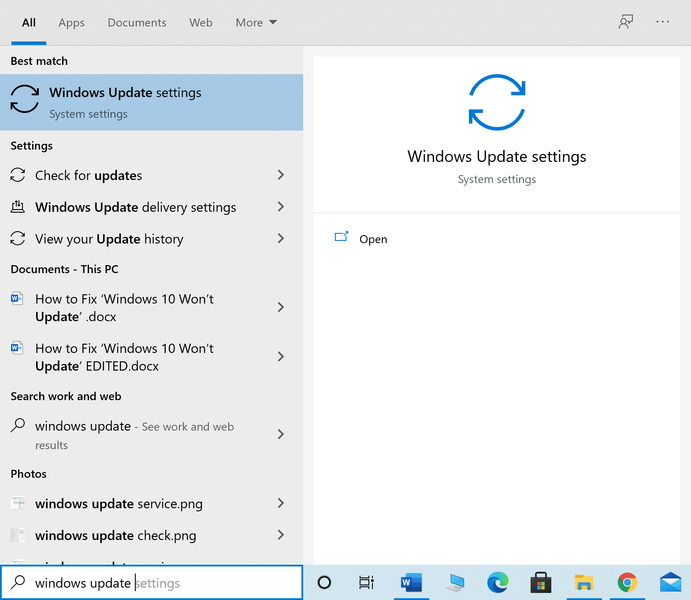 Windows aramada Windows güncelleme ayarlarını yazın ve arama sonucunu başlatın. Windows 10'da Yüksek CPU Kullanımı Nasıl Onarılır?