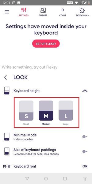 Z trzech opcji w „Wysokość klawiatury” — Duża, Średnia i Mała | Jak zmienić rozmiar klawiatury na telefonie z Androidem