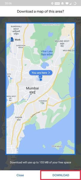 برای ذخیره نقشه آفلاین بر روی دانلود کلیک کنید نحوه استفاده از Google Maps آفلاین برای ذخیره داده های اینترنت