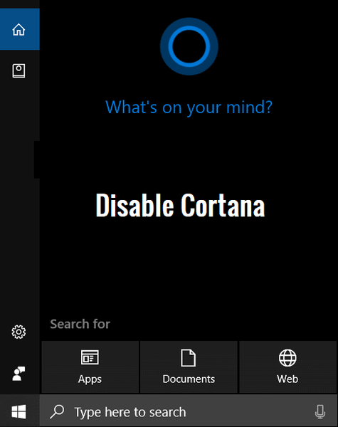 Як вимкнути Cortana в Windows 10