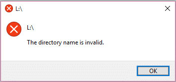 Correzione Il nome della directory non è valido