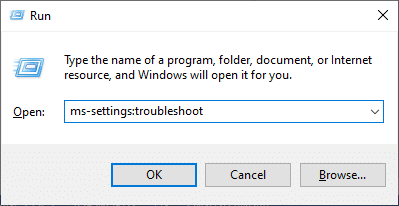 напишете ја командата ms-settings:roubleshoot и притиснете enter. Поправете дека во моментов нема достапни опции за напојување