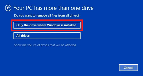 次に、Windowsのバージョンを選択し、Windowsがインストールされているドライブのみをクリックします。