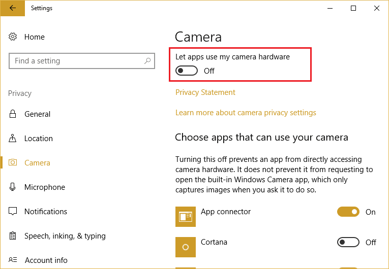 Permitir ou negar acesso de aplicativos à câmera no Windows 10