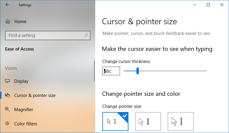 3 maneiras de alterar a espessura do cursor no Windows 10