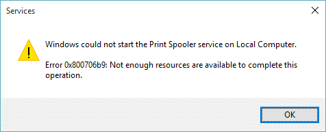 Fix Print Spooler aṣiṣe 0x800706b9