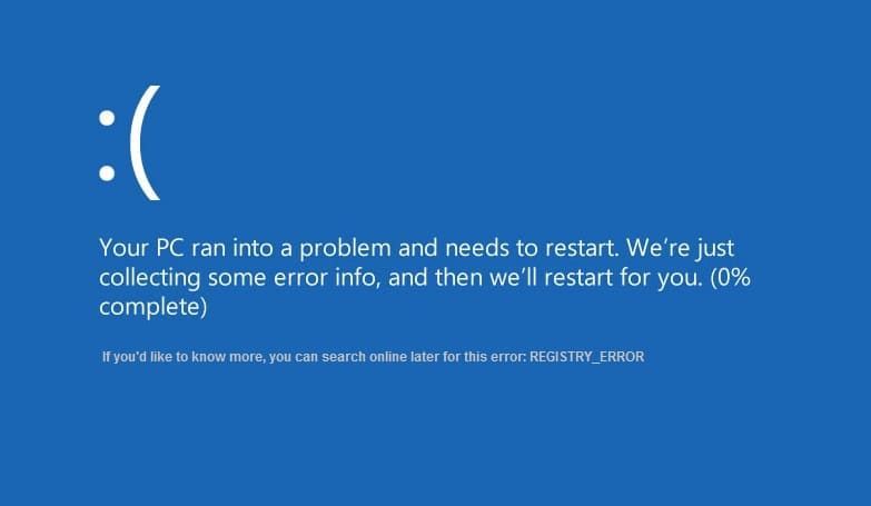 Fix REGISTRY_ERROR Blue Screen Errors