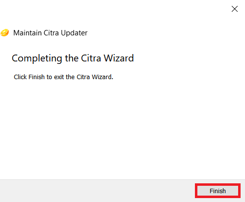 Citra Updater 유지 관리 완료를 클릭합니다.
