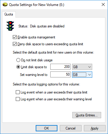 Windows10でディスククォータ制限と警告レベルを設定する方法