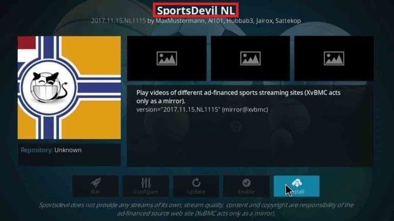 Kodi Addon Sports Devil NL