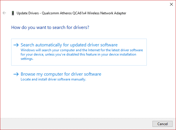 [更新されたドライバーソフトウェアを自動的に検索する]を選択します。[更新されたドライバーソフトウェアを自動的に検索する]を選択します。