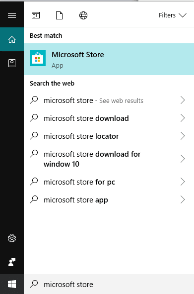 Ireki Microsoft Store bilaketa-barra erabiliz bilatuz