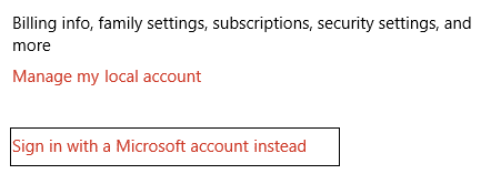 Fai invece clic su Accedi con un account Microsoft