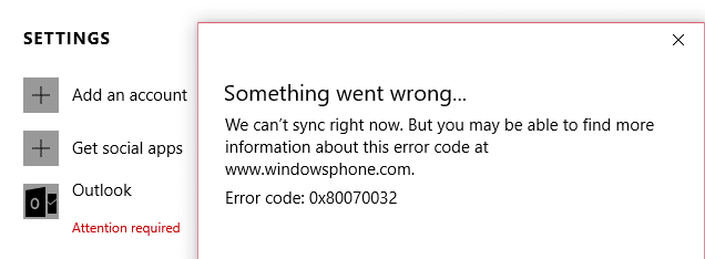 Corrigir algo errado ao sincronizar o aplicativo de email no Windows 10
