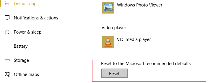 [Microsoftが推奨するデフォルトにリセット]の下の[リセット]をクリックします