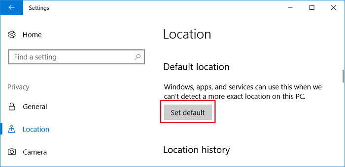 Em Local padrão, clique em Definir padrão | Como definir a localização padrão do seu PC