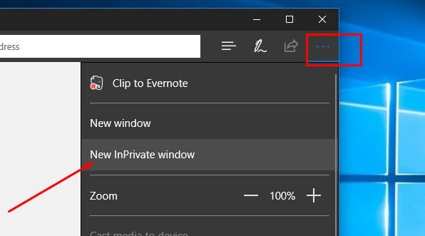 Microsoft Edge Browser дээрх InPrivate горим