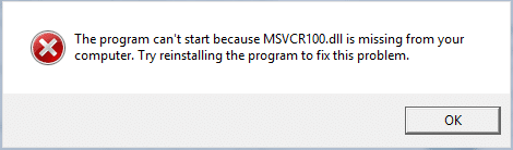 Oprava MSVCP100.dll chýba alebo sa nenašla chyba