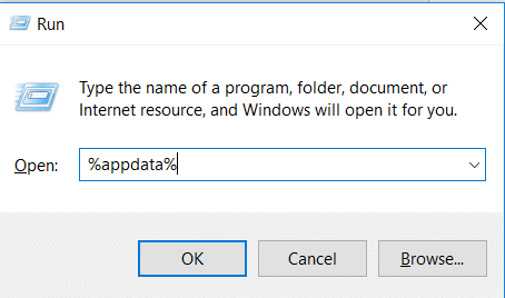 Abra Executar pressionando Windows + R e digite %appdata%