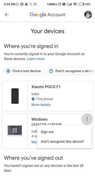 Klik ing lambang menu telung titik ing panel piranti | Mbusak Piranti Android Lawas Utawa Ora Digunakake Saka Google