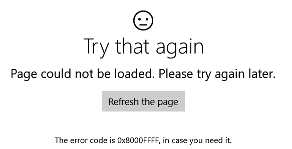 Corrigir o código de erro da Windows Store 0x8000ffff